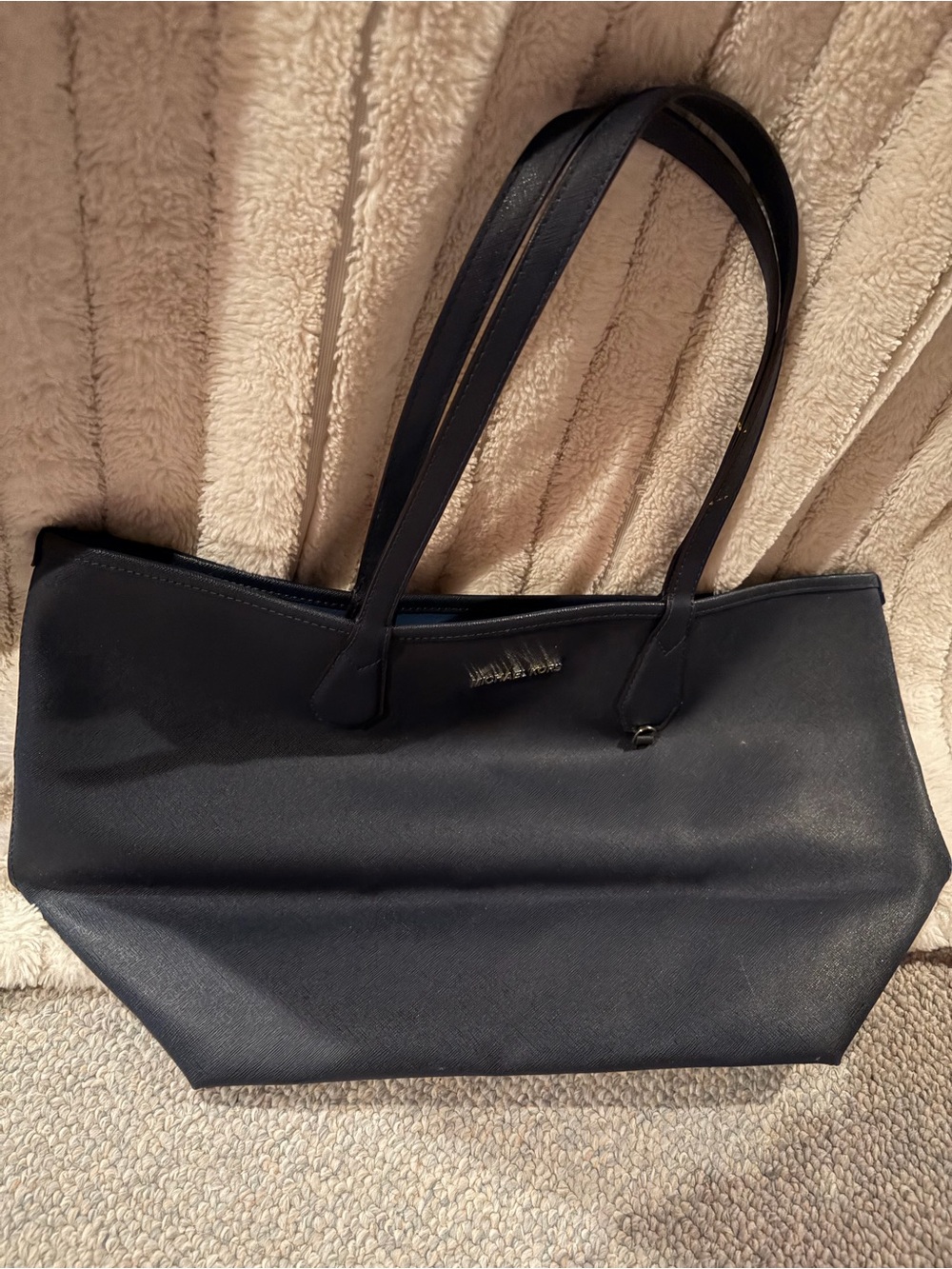 Navy Leatherette Tote Bag - Classic Shoulder Carry